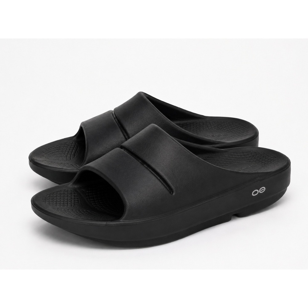 OOFOS OOahh Slide Sandals Unisex M8 W10 Black Comfort Recovery Athletic
